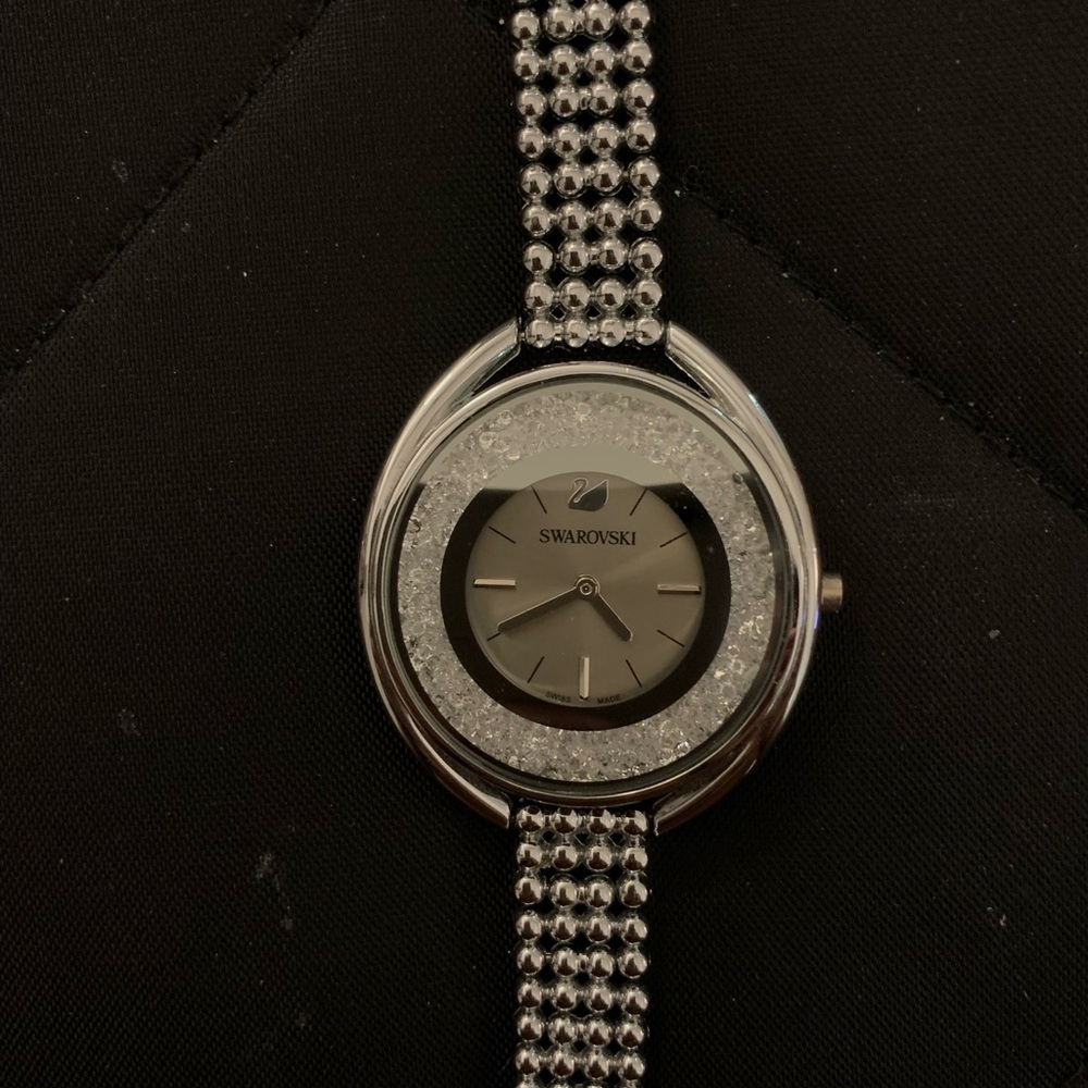 Swarovski Silver and Black Crystal Watch